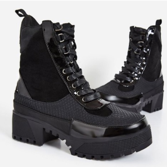 Black Combat Boots Brand New Never Worn Sz.8/8.5 - Picture 8 of 8